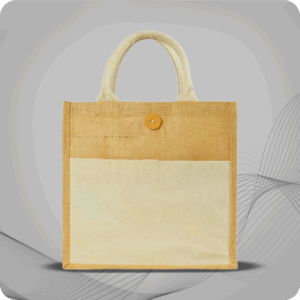 Eco-Friendly Jute Bags with Front Cotton Pocket & Button Closure